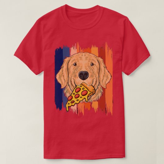 Funny Retriever Dog Face With Pizza Golden Retriev Tシャツ (デザイン正面)