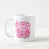 Funny Retro 6 7 Valentine Love Hearts Playing Card コーヒーマグカップ (左)