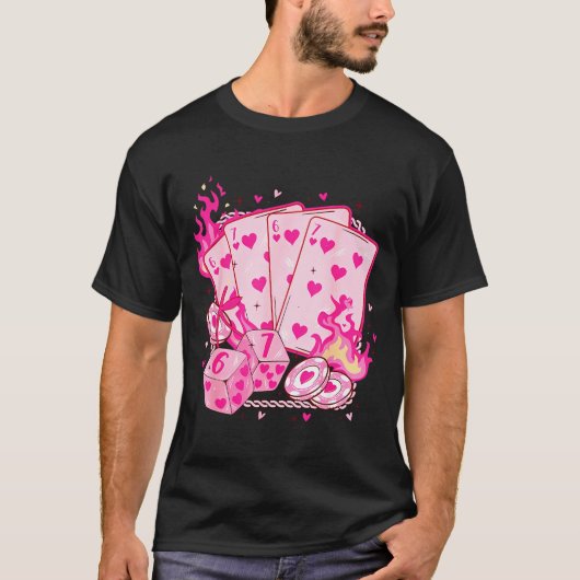 Funny Retro 6 7 Valentine Love Hearts Playing Card Tシャツ (正面)