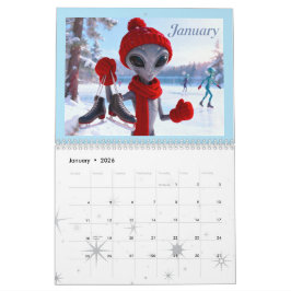 Funny Retro Alien Calendar – Aliens Among Us カレンダー