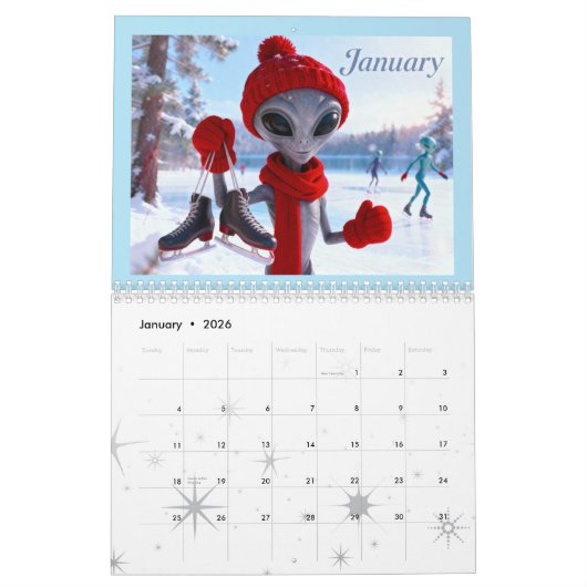 Funny Retro Alien Calendar – Aliens Among Us カレンダー (1月 2026)