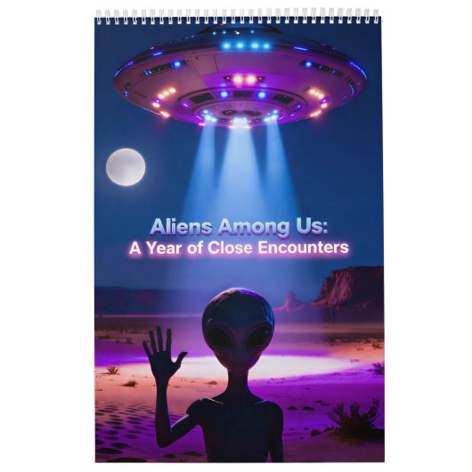 Funny Retro Alien Calendar – Aliens Among Us カレンダー (カバー)