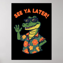 Funny Retro Alligator See Ya Later ポスター