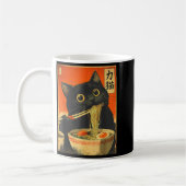 Funny Retro Anime Cat Ramen Japanese Cat Graphic A コーヒーマグカップ (左)