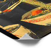 Funny Retro Anime Cat Ramen Japanese Cat Graphic A ポスター (角)