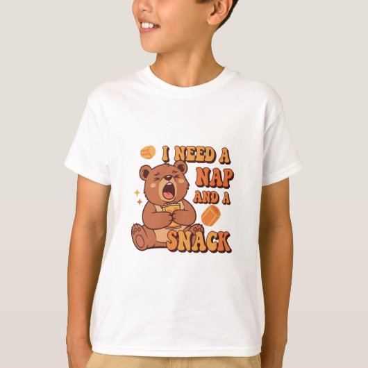 Funny Retro Bear Nap Time Kids T-Shirt Tシャツ (正面)