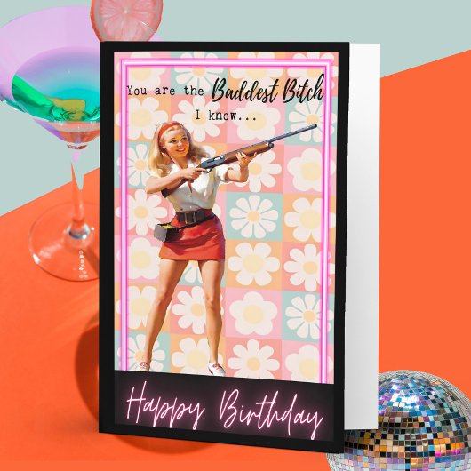 Funny Retro Birthday Card Best Friend-Sassy-Bad カード