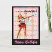 Funny Retro Birthday Card Best Friend-Sassy-Bad カード (正面)