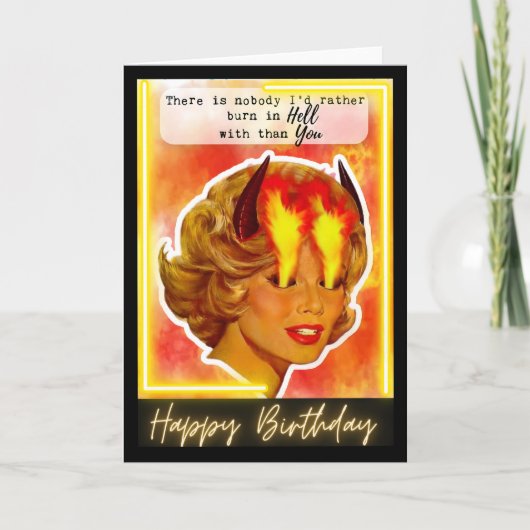 Funny Retro Birthday Card Best Friend-Sassy - Burn カード (正面)