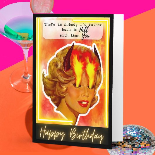 Funny Retro Birthday Card Best Friend-Sassy - Burn カード