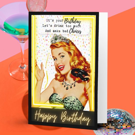 Funny Retro Birthday Card Best Friend-Sassy-Choice カード