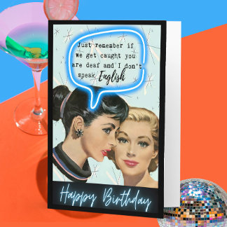 Funny Retro Birthday Card Best Friend-Sassy-Deaf カード