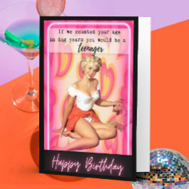 Funny Retro Birthday Card Best Friend-Sassy-Dog カード