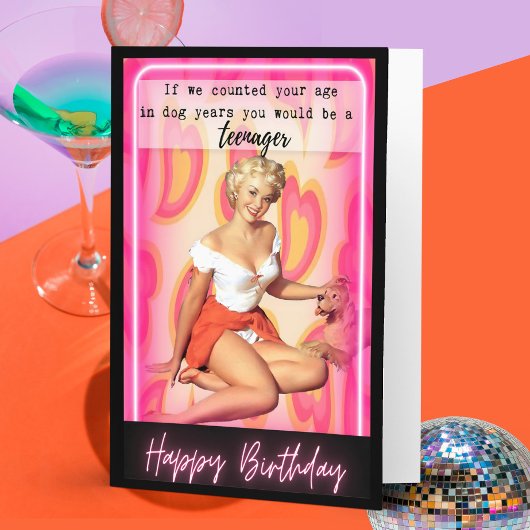Funny Retro Birthday Card Best Friend-Sassy-Dog カード