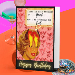 Funny Retro Birthday Card Best Friend - Sassy Evil カード