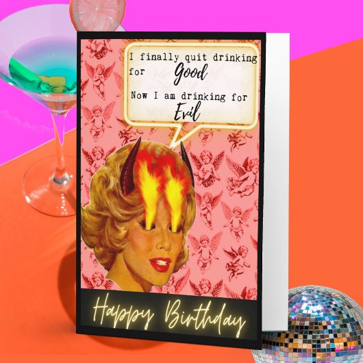 Funny Retro Birthday Card Best Friend - Sassy Evil カード