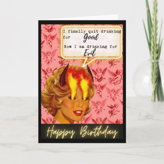 Funny Retro Birthday Card Best Friend - Sassy Evil カード (正面)