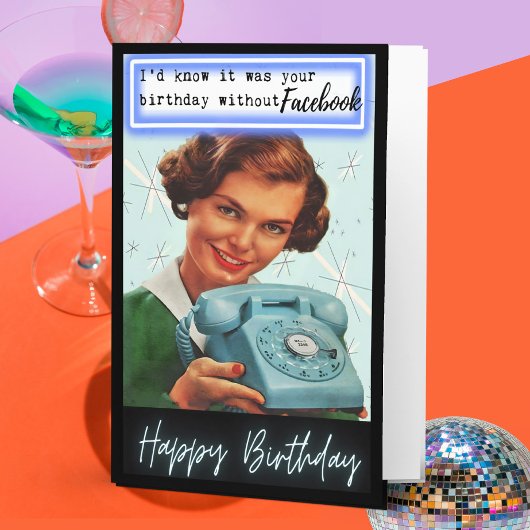 Funny Retro Birthday Card Best Friend-Sassy-Facebo カード