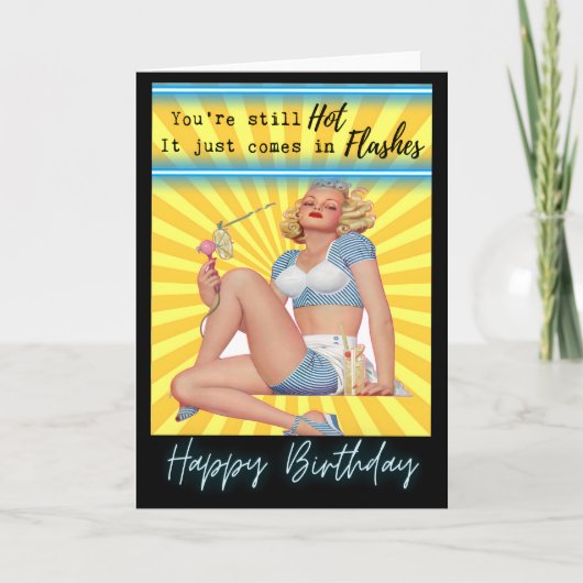Funny Retro Birthday Card Best Friend-Sassy-Flash カード (正面)