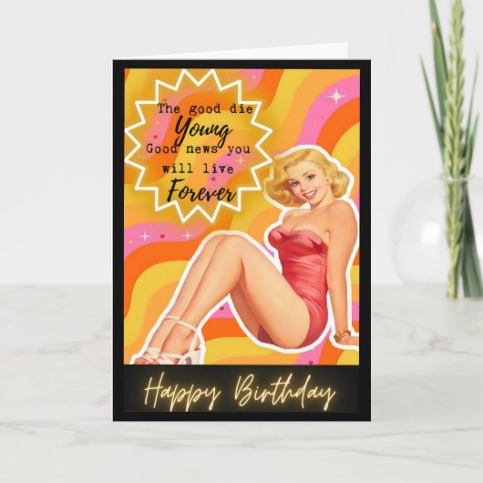 Funny Retro Birthday Card Best Friend-Sassy-Foreve カード (正面)