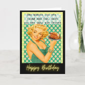 Funny Retro Birthday Card Best Friend-Sassy-Fun カード (正面)