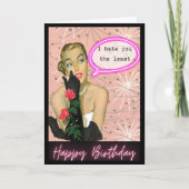 Funny Retro Birthday Card Best Friend-Sassy-Hate カード (正面)