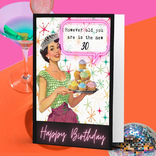 Funny Retro Birthday Card Best Friend-Sassy-New30 カード