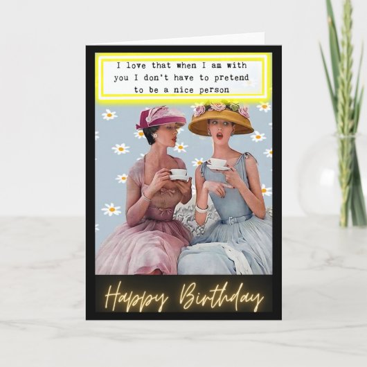 Funny Retro Birthday Card Best Friend-Sassy-Nice カード (正面)
