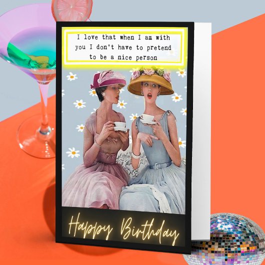 Funny Retro Birthday Card Best Friend-Sassy-Nice カード