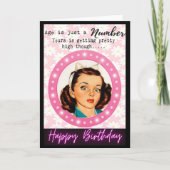 Funny Retro Birthday Card Best Friend-Sassy-Number カード (正面)