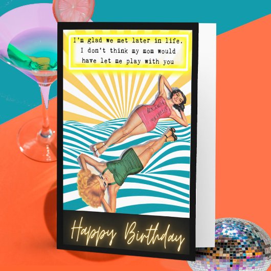 Funny Retro Birthday Card Best Friend-Sassy-Play カード