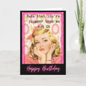 Funny Retro Birthday Card Best Friend-Sassy-Rude カード (正面)