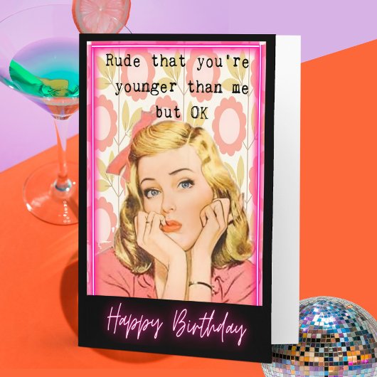 Funny Retro Birthday Card Best Friend-Sassy-Rude カード