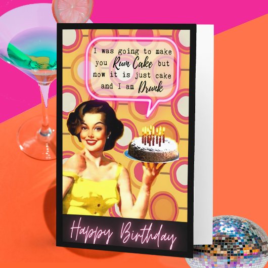Funny Retro Birthday Card Best Friend-Sassy-Rum カード
