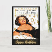 Funny Retro Birthday Card Best Friend-Sassy-Silver カード (正面)