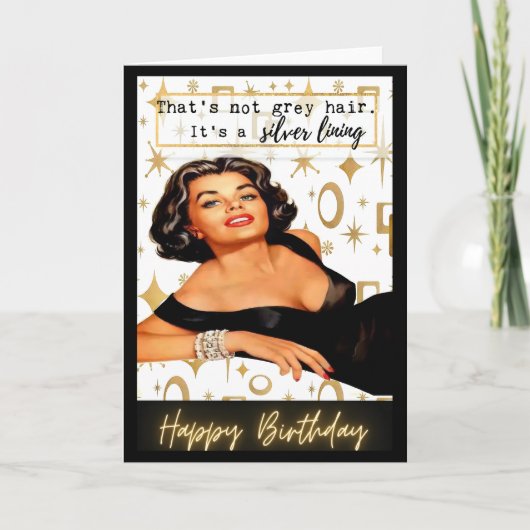 Funny Retro Birthday Card Best Friend-Sassy-Silver カード (正面)