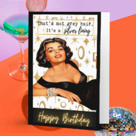 Funny Retro Birthday Card Best Friend-Sassy-Silver カード