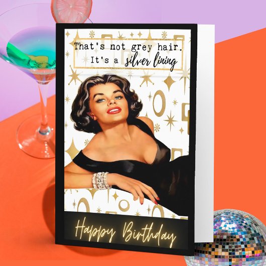 Funny Retro Birthday Card Best Friend-Sassy-Silver カード