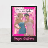 Funny Retro Birthday Card Best Friend-Sassy-Sister カード (正面)