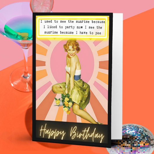 Funny Retro Birthday Card Best Friend-Sassy-Sun カード