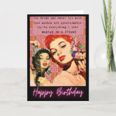 Funny Retro Birthday Card Best Friend-Sassy-Swear カード (正面)