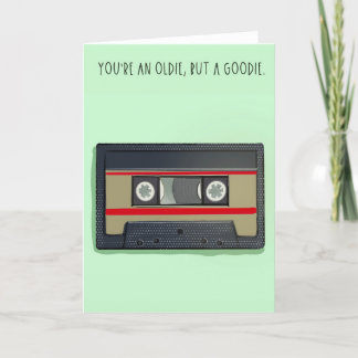 Funny retro birthday card cassette tape サンキューカード