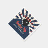 Funny Retro Bowling Birthday Party for Kids スタンダードカクテルナプキン (角)