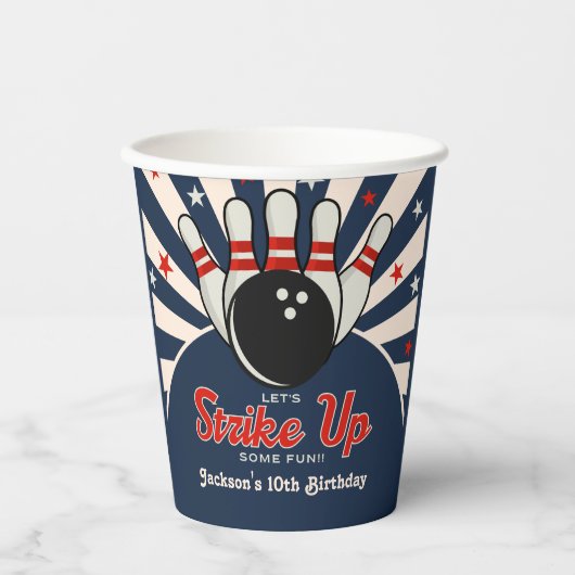 Funny Retro Bowling Birthday Party for Kids 紙コップ (正面)