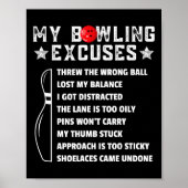 Funny Retro Bowling Excuses For League Night Bowle ポスター (正面)
