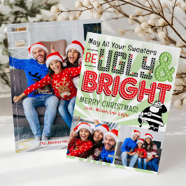 Funny Retro Bright Ugly Sweater Photo Christmas シーズンカード
