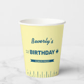 Funny Retro Butter Stick Blue Birthday Paper Cups 紙コップ (裏面)