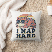 Funny Retro Cat Square Throw Pillow クッション (ブランケット)