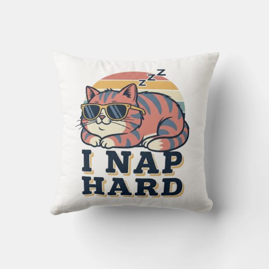 Funny Retro Cat Square Throw Pillow クッション (裏面)
