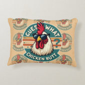 Funny Retro Chicken Butt Joke Design アクセントクッション (裏面)